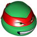 Minifig Head Modified Ninja Turtle with Red Mask and Teeth Print (Raphael)