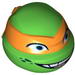 Minifig Head Modified Ninja Turtle with Orange Mask and Smile Print (Michelangelo)