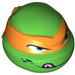 Minifig Head Modified - Ninja Turtle Michaelangelo with Orange Mask and Tongue Out Print