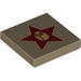 Tile  2 x  2 with Gold Star with Brick in Center Print