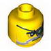 Minifig Head Beard Gray and White, Mechanical Left Eye Print [Hollow Stud]