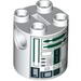 Brick Round 2 x 2 x 2 Robot Body with Gray Lines and Dark Green Print (R4-P44)
