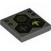 Tile 2 x 2 with 3 Hexagons, Spaceship and Alien Characters Print