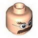 Minifig Head Glasses with Bushy Moustache and Eyebrows Print (HP Flitwick) [Blocked Open Stud]