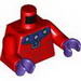 Torso Muscles Outline with Dark Purple and Silver Collar Print / Red Arms / Dark Purple Hands