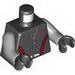 Набор LEGO Torso Leather Jacket with Zip, Red Lines and Logo Print / Light Bluish Gray Arms / Black Hands, Черный