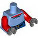 Torso SpongeBob with High Waist Blue Pants, Red Neck, Shirt Collar Print / Red Arms / Dark Bluish Gray Hands