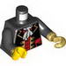 Набор LEGO Torso Pirate Captain with White Ascot Front, 2011 The LEGO Store Pleasanton, CA Back Print / Black Arms / Yellow Hand Right / Pearl Gold Hook Left, Черный