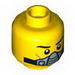 Minifig Head Dual Sided Black Eyebrows, Cheek Lines, Smile / Breathing Apparatus Print [Hollow Stud]