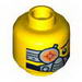 Minifig Head Dual Sided Cyborg Eyepiece, Eyebrow Left Side, Breathing Apparatus / Worried Print [Hollow Stud]
