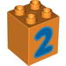 Duplo Brick 2 x 2 x 2 with Number 2 Blue Print