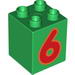 Duplo Brick 2 x 2 x 2 with Number 6 Red Print