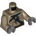 Torso Bare Chest with Body Lines and Chains Print / Dark Tan Arms / Dark Bluish Gray Hands