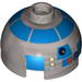 Набор LEGO Brick Round 2 x 2 Dome Top with Blue Print (R2-D2 Clone Wars), Pearl Light Gray