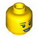 Minifig Head Dual Sided Female Black Eyelashes, Blue Lips, Smile / Breathing Apparatus Print [Hollow Stud]