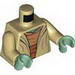 Torso Open Robe, Medium Dark Flesh Shirt with Dark Orange Waist Sash and Hood on Back Print (Yoda) / Tan Arms / Sand Green Hands