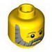 Minifig Head - Gray Beard, Gray Eyebrows and Eye Dimples Print [Blocked Open Stud]