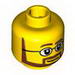 Minifig Head - Neat Brown Beard with White Pupils and Glasses Print [Blocked Open Stud]