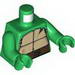 Torso Turtle Shell with Crack and Dark Brown Horizontal Belt Print / Green Arms / Green Hands