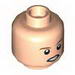 Minifig Head Dual Sided Brown Eyebrows, White Pupils, Smiling / Open Mouth Angry Print [Hollow Stud]
