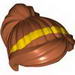 Minifig Hair Female Ponytail and Swept Sideways Fringe with Yellow Stripe Print