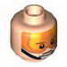 Minifig Head Dual Sided Stern Brown Eyebrows, Pupils and Orange Visor / Open Mouth Print [Luke Skywalker] [Hollow Stud]