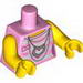 Torso White Stripes with Silver Chains and Heart Necklace Print / Yellow Arms / Yellow Hands