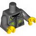Torso Silver Zipper and Lime Paint Splotches Print / Dark Bluish Gray Arms / Yellow Hands [col10-9]