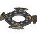 Ring 4 x 4 with 2 x 2 Hole and 4 Serrated Ends with Black and Pearl Gold Print (Ninjago Spinner Crown)