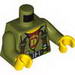 Набор LEGO Torso Dino Shirt and Harness, Dark Red Undershirt with 'D' Print / Olive Green Arms / Yellow Hands, Оливковый