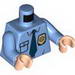 Torso Police Shirt with Gold Badge, Dark Blue Tie and Wrinkles Print / Medium Blue Arms / Light Flesh Hands