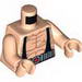 Torso Batman Muscles Outline with Black Suspenders and Silver Belt, Yellow Hoses on Back Print / Light Flesh Arms / Light Flesh Hands