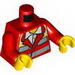 Torso Open Collar with White Shirt, Safety Stripes, EMT Star of Life on Back Print / Red Arms / Yellow Hands