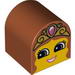 Duplo Brick 2 x 2 x 2 Curved Top with Girl Face, Open Smile, Crown with Jewel Print