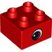 Duplo Brick 2 x 2 with Eye with White Spot and Curve Print on Both Sides