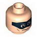 Minifig Head Male Mask Black with Eyeholes and Smirk Print (The Lone Ranger) [Hollow Stud]