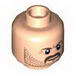 Minifig Head Beard Stubble, Moustache, Brown Eyebrows Print [Hollow Stud]