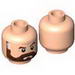 Minifig Head Beard Full Brown with Graying Temples and Wrinkles Print (Latham Cole) [Hollow Stud]