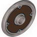 Minifig Shield - Round with Stud and Raised Rim with Dark Brown Ring and 4 Rivets Print