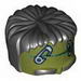 Minifig Head Top, Frankenstein Monster with Black Hair and Safety Pins Print
