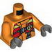 Torso Coast Guard, Jacket with Safety Harness and Flotation Vest Print / Orange Arms / Dark Buish Gray Hands