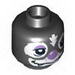 Minifig Head Dual Sided Alien Chima Skunk with Lavender Eyes and Nose Happy / Sleepy Print (Skinnet) [Hollow Stud]