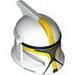 Minifig Helmet SW Clone Trooper with Holes, Yellow Markings and Silver Visor Print (Clone Trooper Commander)