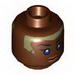Minifig Head Female with Violet Eyes, Brown Lips and Pale Green Head Paint Print (SW Stass Allie) [Hollow Stud]