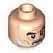 Minifig Head Saruman Thick Black Eyebrows, Gray and White Beard, Frown / Angry Print [Hollow Stud]