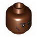 Minifig Head Dual Sided Black Eyebrows, Cheek Lines, Determined / Angry Print [Hollow Stud]