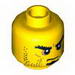 Minifig Head Dual Sided Stubble, Black Goatee, Bushy Eyebrows, Determined / Closed Mouth Print [Hollow Stud]