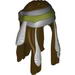 Minifig Hair Long with Feathers and Light Bluish Gray / Olive Green Bandana Print