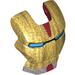 Minifig Visor Top Hinge with Gold Face Shield, Blue Eyes and Silver Chin Print