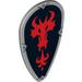 Minifig Shield - Ovoid with Red Dragon Head and Fire on Black Background Print